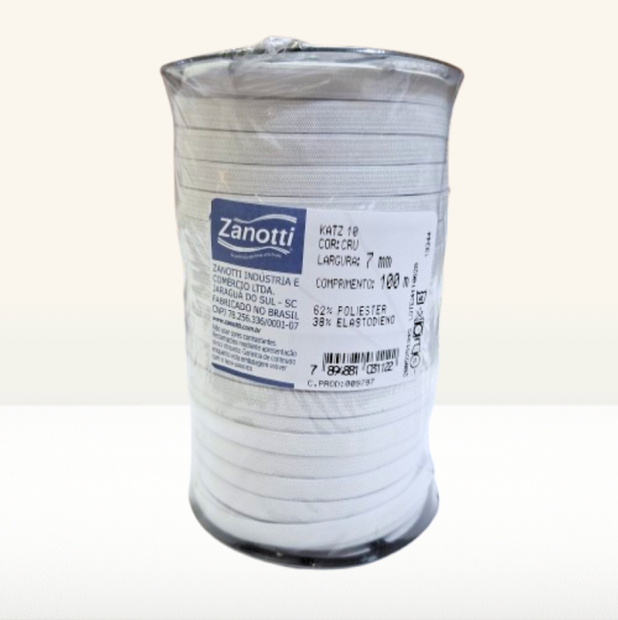 Elástico Katz 10 Branco Rolo C/100 m