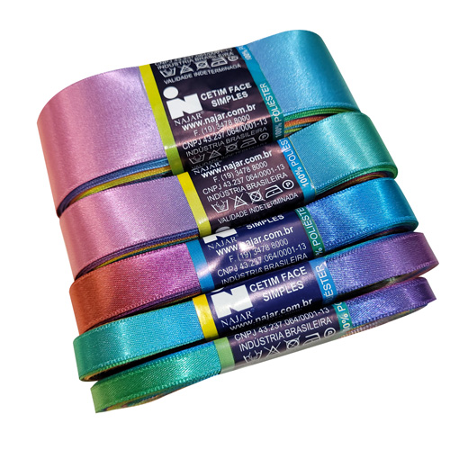 Fita de Cetim Multicolor Colorida