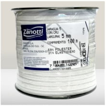 Elástico Jaragua 5 Rolo com 100 metros Larg 5mm Branco