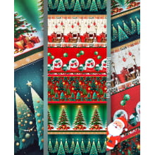 Tecido Tricoline Barrado de Natal 2025 Digital 100% Algodão - 0,50mx1,5m