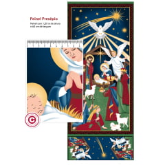 Tecido Tricoline Painel Presépio Sagrada Família P/ Artesanato - 1,2m x 0,60m