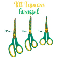 Kit de Tesouras Girassol C/3 unidades - 14cm 19cm e 21.5cm