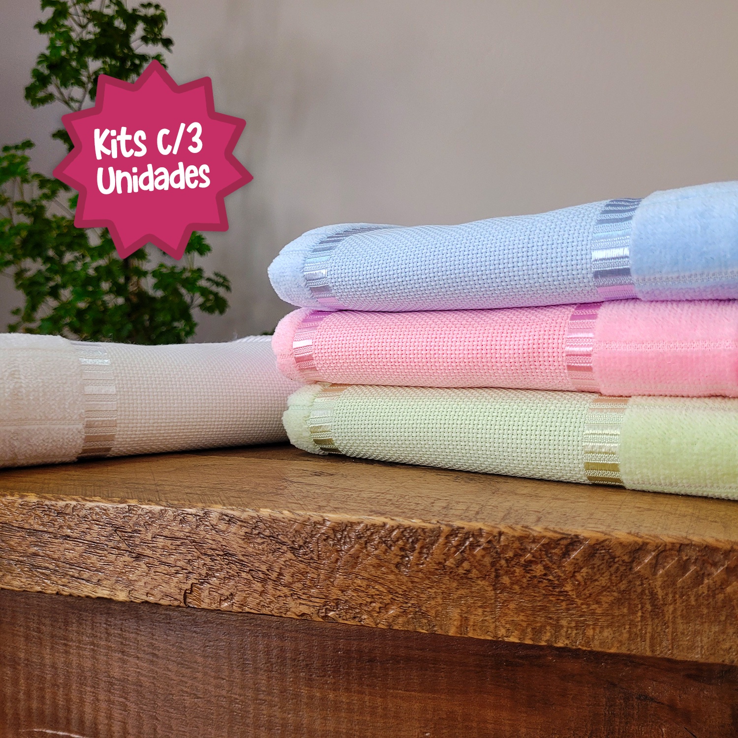 Kit Toalha de Banho Velour P/Bordar Bella Liso c/3 Unidades 70 x 140cm